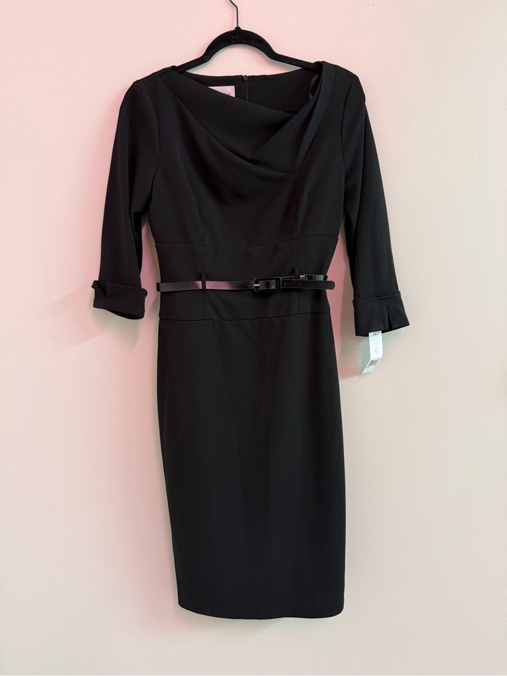 Donna Morgan Black Mini Sheath Dress with Belt